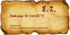 Baksay Kristóf névjegykártya