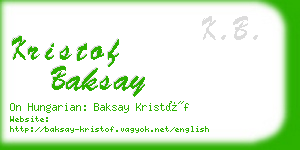 kristof baksay business card